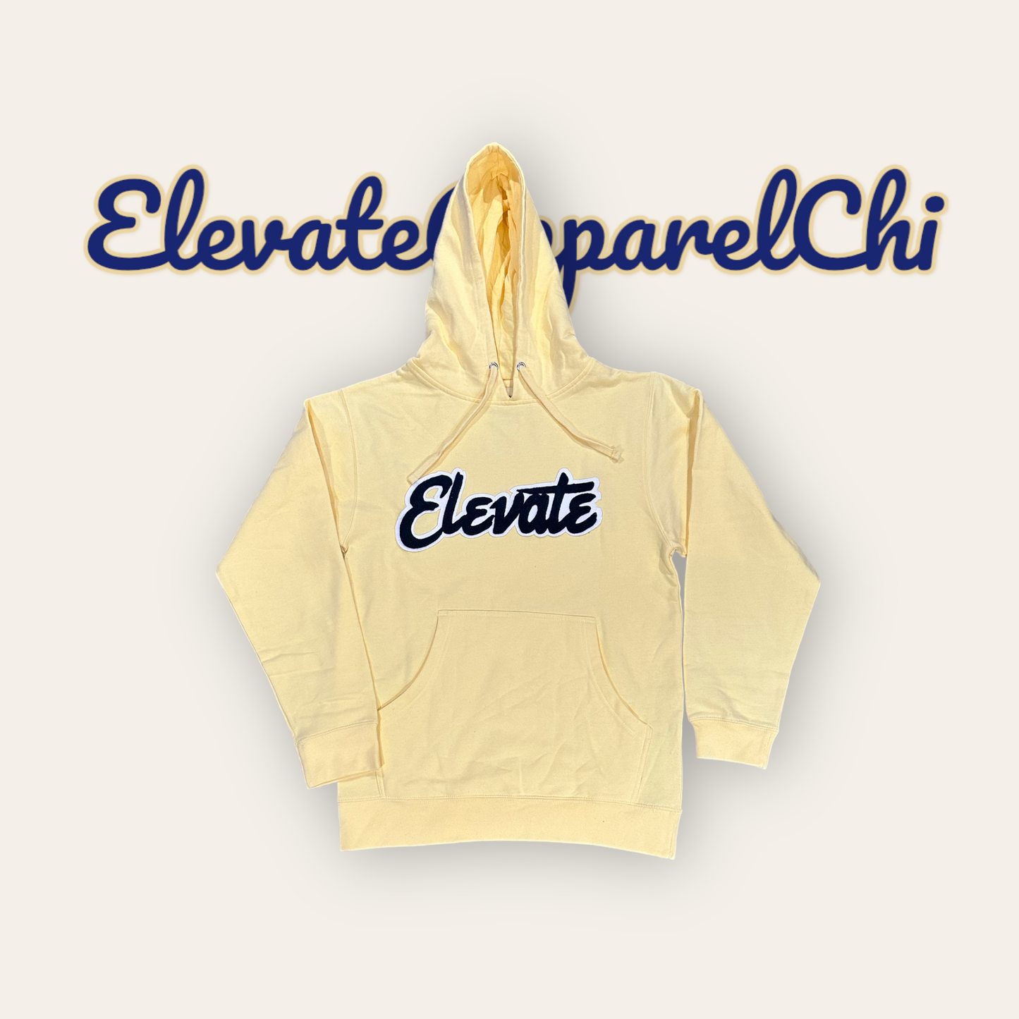 Elevate Cursive Yellow&Navy Patch Hoodie