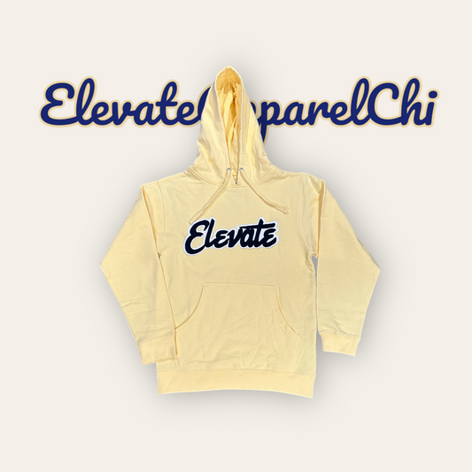 Elevate Cursive Yellow&Navy Patch Hoodie